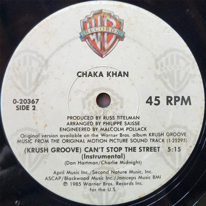 Chaka Khan : (Krush Groove) Can't Stop The Street (12", Maxi)