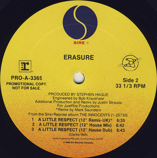 Erasure : A Little Respect (12", Promo)