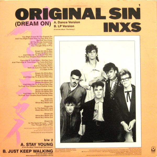 INXS : Original Sin (Dream On) (12", All)
