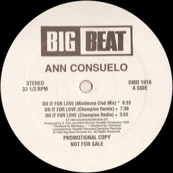 Ann Consuelo : Do It For Love (12", Promo)