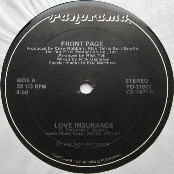 Front Page (2) : Love Insurance (12", Gol)