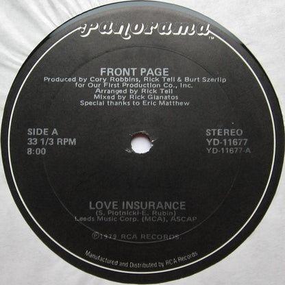 Front Page (2) : Love Insurance (12", Gol)