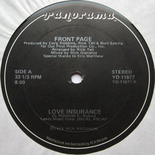 Front Page (2) : Love Insurance (12", Gol)