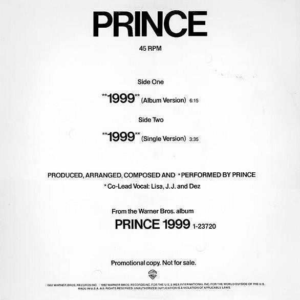 Prince : 1999 (12", Single, Promo)