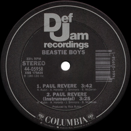 Beastie Boys : It's The New Style / Paul Revere (12", M/Print)