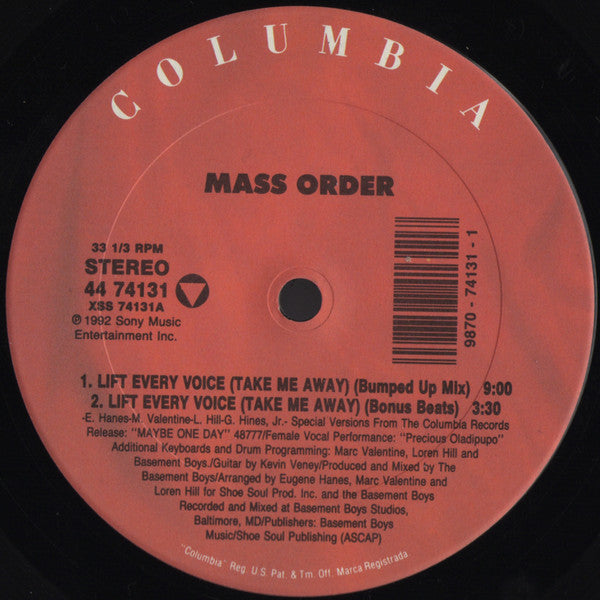 Mass Order : Lift Every Voice (Take Me Away) (12")