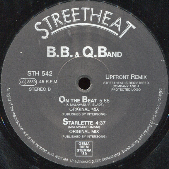B.B. & Q. Band* : On The Beat 89 (Special Limited Edition Remix) (12", Ltd)