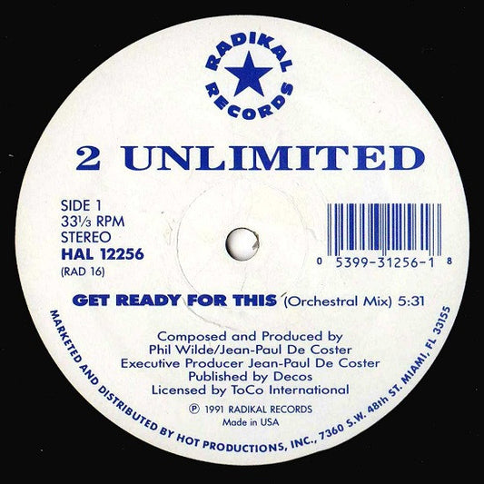 2 Unlimited : Get Ready For This (12")