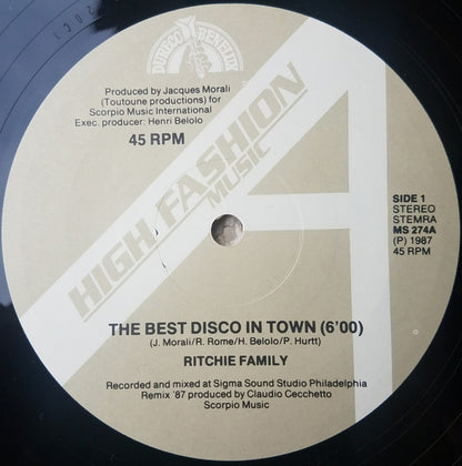 Ritchie Family* : The Best Disco In Town (Original Remix 87) (12")