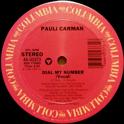 Pauli Carman : Dial My Number (12", Single)