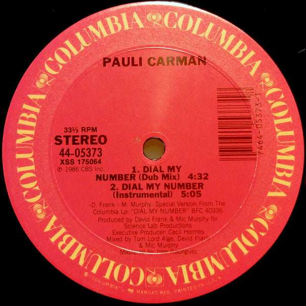 Pauli Carman : Dial My Number (12", Single)