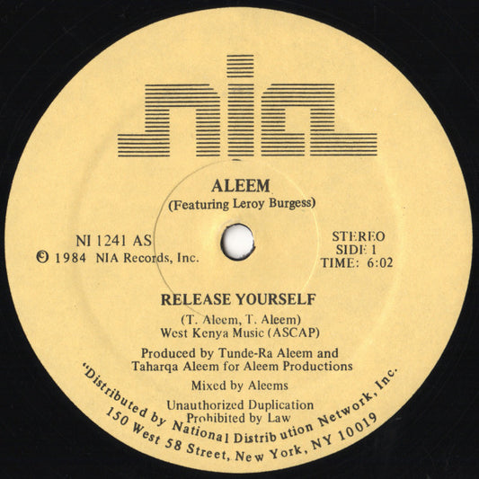 Aleem Featuring Leroy Burgess : Release Yourself (12")