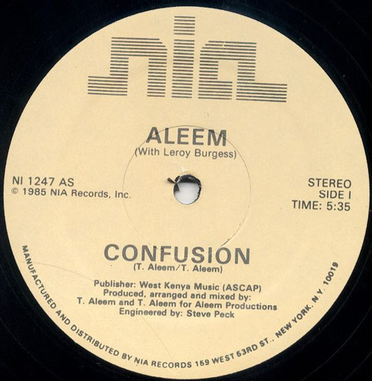 Aleem With Leroy Burgess : Confusion (12")