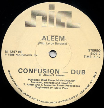 Aleem With Leroy Burgess : Confusion (12")