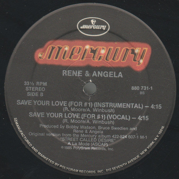 Rene And Angela* : Save Your Love (For #1) (12")