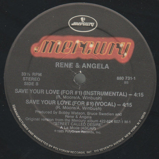 Rene And Angela* : Save Your Love (For #1) (12")