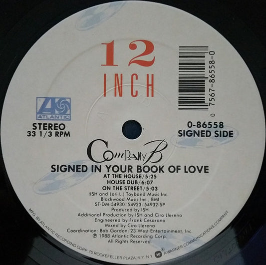 Company B : Signed In Your Book Of Love  (12", Single, Spe)