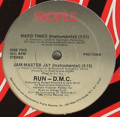 Run-DMC : Hard Times / Jam-Master Jay (12", Single)