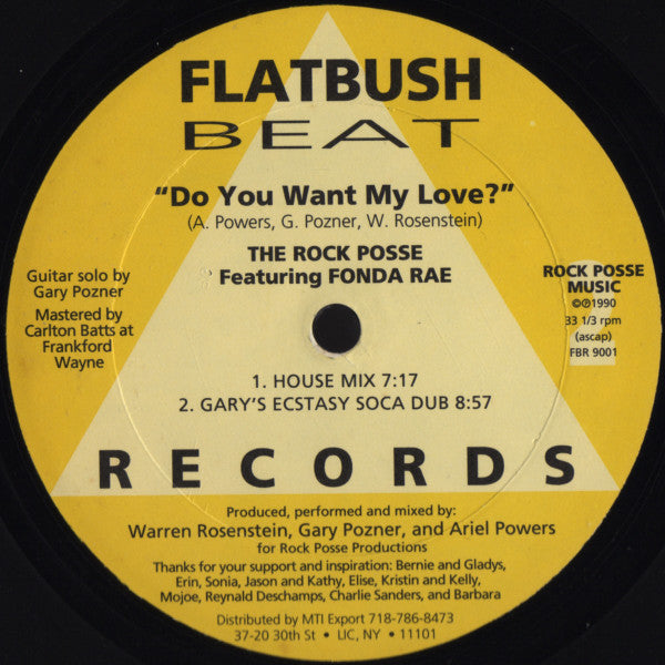 The Rock Posse Featuring Fonda Rae : Do You Want My Love? (12")