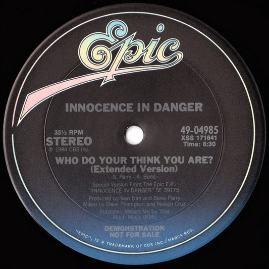 Innocence In Danger : Innocence In Danger (12", Promo)