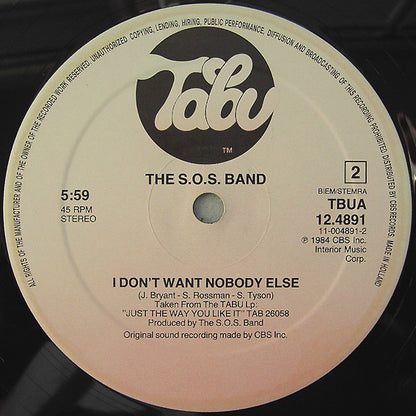 The S.O.S. Band : No One's Gonna Love You (12", Maxi)