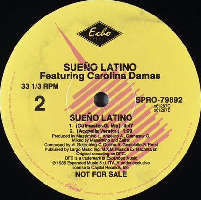 Sueño Latino Featuring Carolina Damas : Sueño Latino (12", Promo)