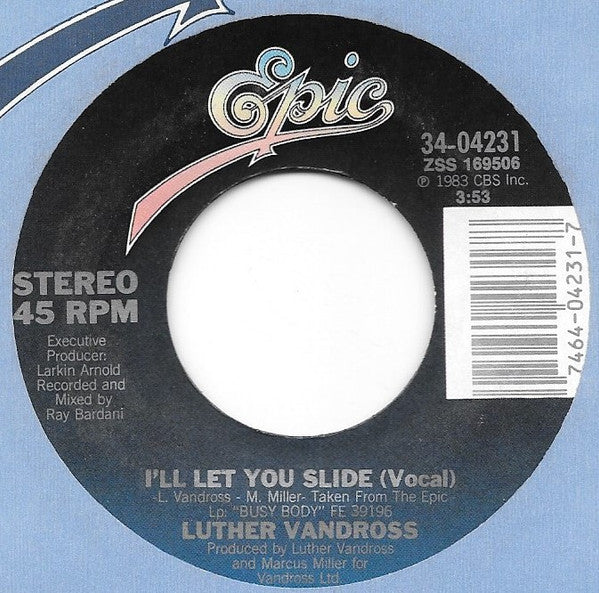 Luther Vandross : I'll Let You Slide (7", Single)