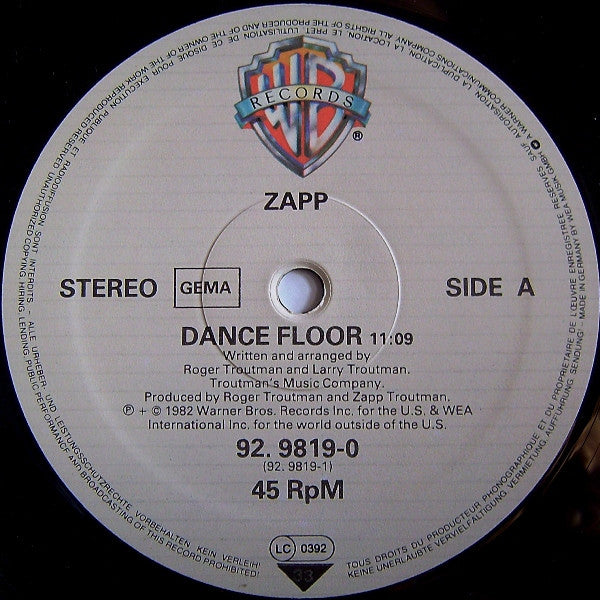 Zapp : Dance Floor / Doo Wah Ditty (12", Maxi, Ltd)