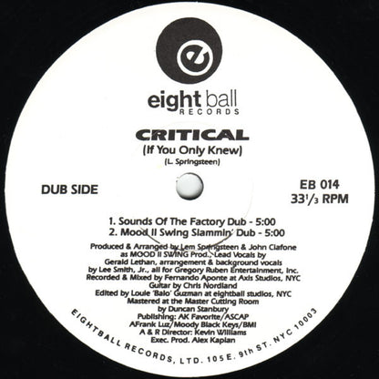 Wall Of Sound Featuring Gerald Lethan* : Critical (If You Only Knew) (12")