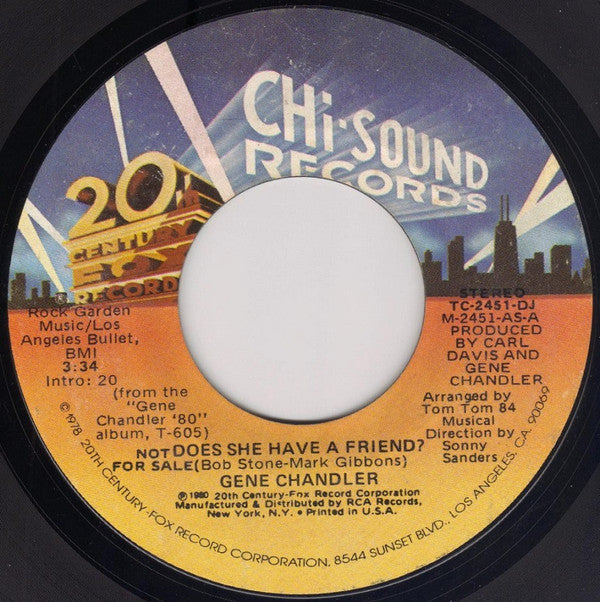 Gene Chandler : Does She Have A Friend? (7", Single, Mono, Promo)