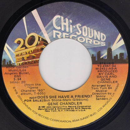 Gene Chandler : Does She Have A Friend? (7", Single, Mono, Promo)