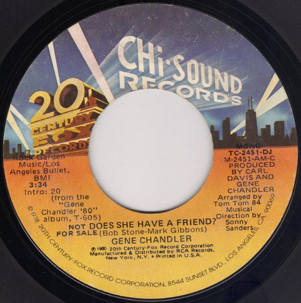 Gene Chandler : Does She Have A Friend? (7", Single, Mono, Promo)