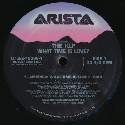 The KLF : America: What Time Is Love? (12")