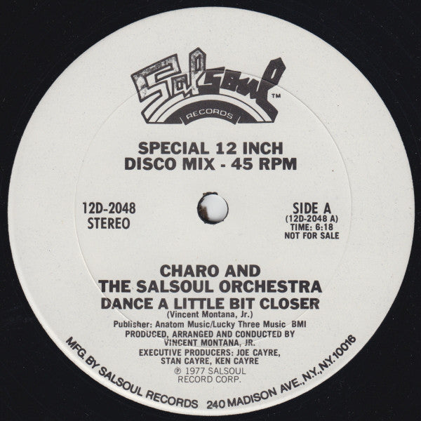 Charo And The Salsoul Orchestra : Dance A Little Bit Closer (12", Promo)