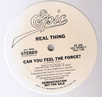Real Thing* : Can You Feel The Force? (12", Promo, Whi)