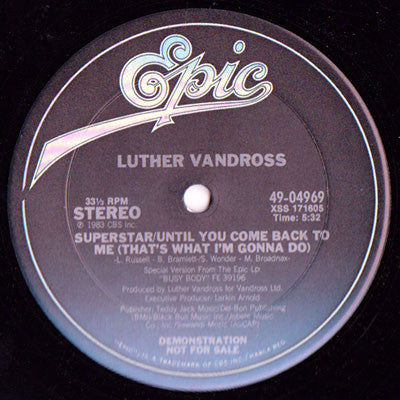 Luther Vandross : Superstar / Until You Come Back To Me (That's What I'm Gonna Do) (12", Promo)