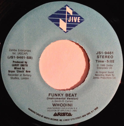 Whodini : Funky Beat (7", Single)