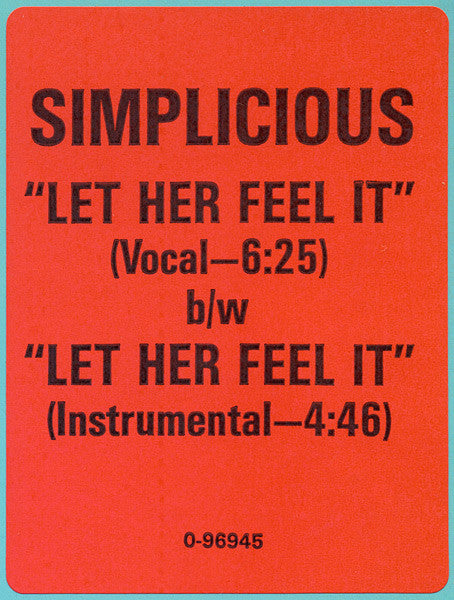 Simplicious : Let Her Feel It (12", Promo)