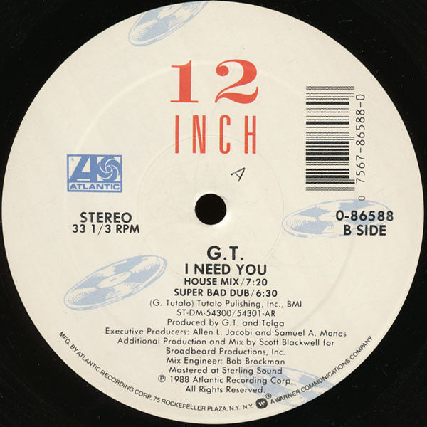 G.T. (2) : I Need You (12", Single, AR)