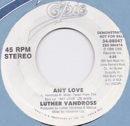 Luther Vandross : Any Love (7", Promo)