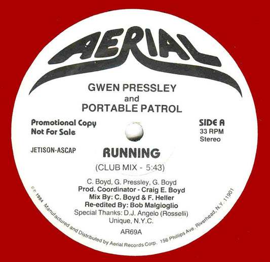 Gwen Pressley And Portable Patrol : Running (12", Single, Promo)