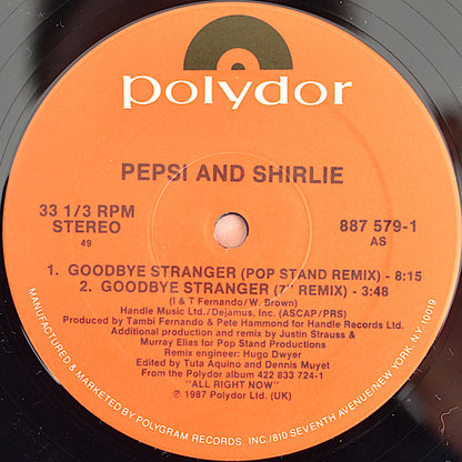 Pepsi & Shirlie : Goodbye Stranger (12", Maxi)