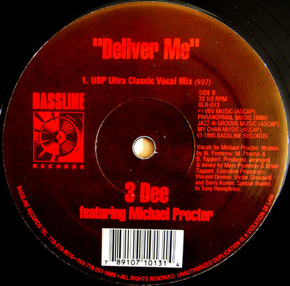 Urban Blues Project Presents 3 Dee (2) Featuring Michael Procter : Deliver Me (2x12")