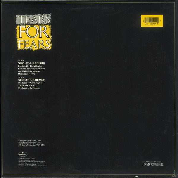 Tears For Fears : Shout (US & UK Remix Versions) (12", HRM)