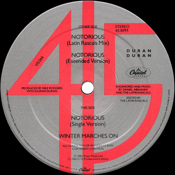 Duran Duran : Notorious (Latin Rascals Mix) (12", Promo)