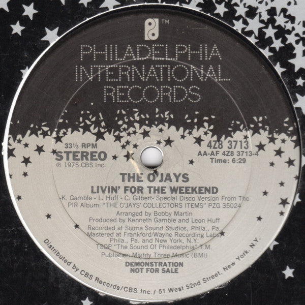 The O'Jays : I Love Music / Livin' For The Weekend (12", Promo)