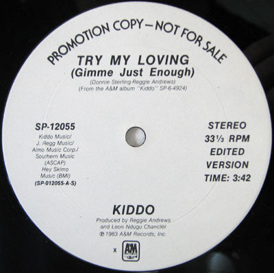 Kiddo (2) : Try My Loving (Gimme Just Enough) (12", Promo)