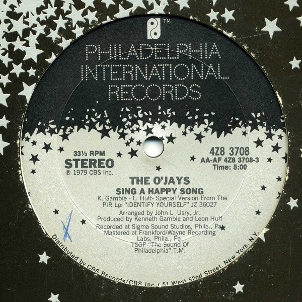 The O'Jays : Sing A Happy Song / Get On Out And Party (12", Single)