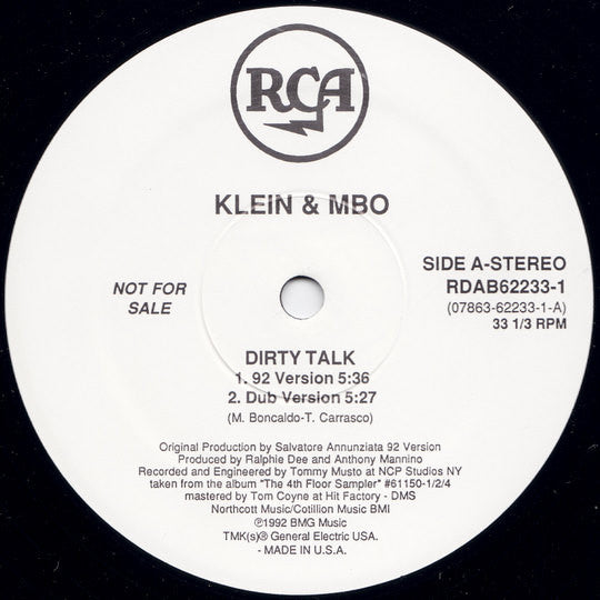 Klein & MBO* / B. Beat Girls* : Dirty Talk / For The Same Man (12", Promo)