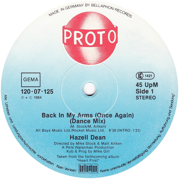 Hazell Dean : Back In My Arms (Once Again) (12")